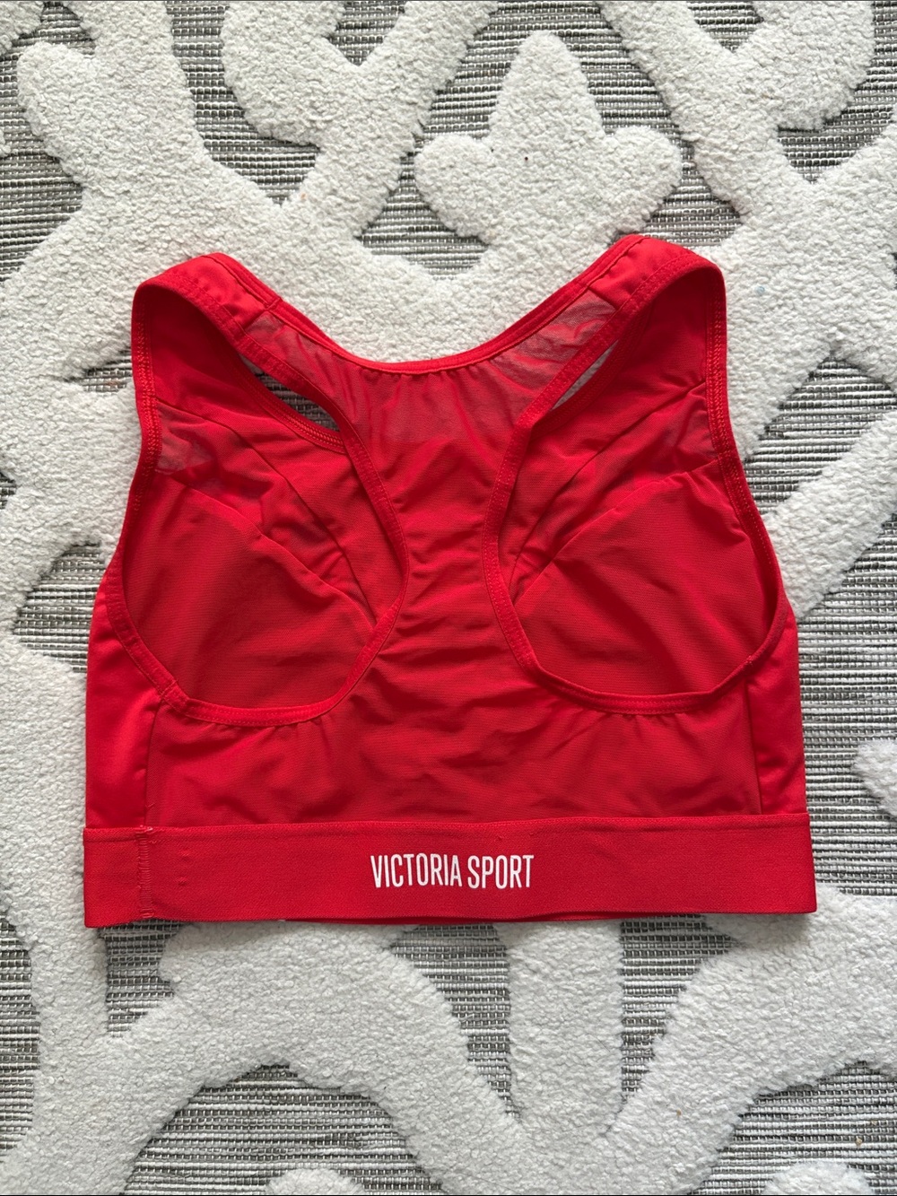 Victoria's Secret Bright Red Racerback Sports Bra with Lattice Accents - Picture 3 of 7